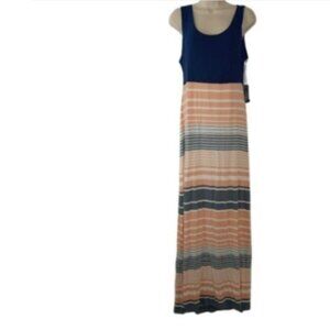 Stitch Fix Market Spruce Womens Maxi Dress Solid Stripe Contrast Cut Out XL New